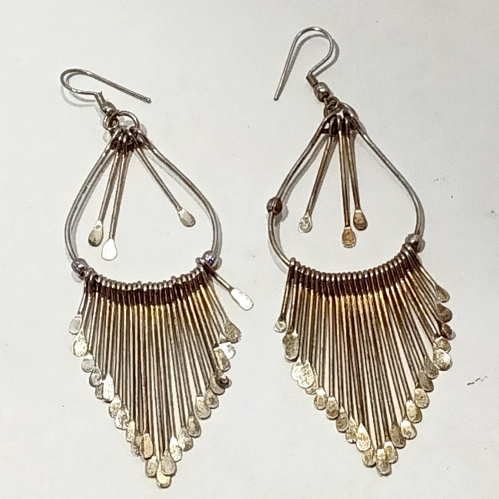 Silver Tone Tassel Chime Dangle Earrings